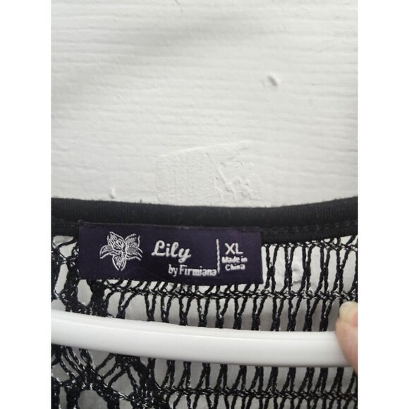 Lily by Firmiana Fairygoth Witchy Lagenlook Open Knit Tunic Black Velvet XL - Picture 3 of 7